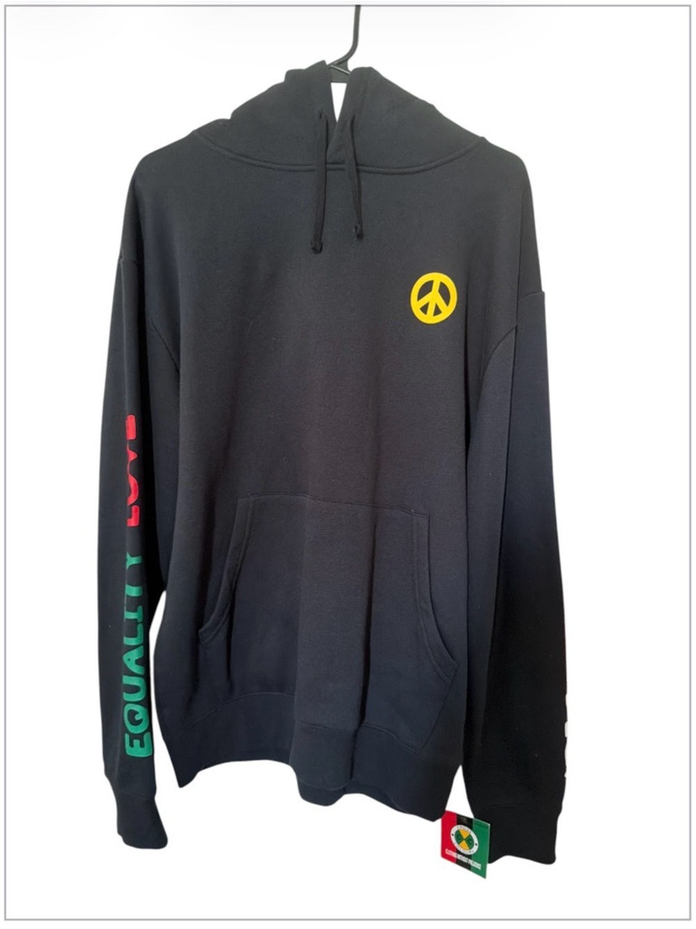 Cross Colours Hoodie Men’s Size M Black Peace Love Equality Graphic Streetwear